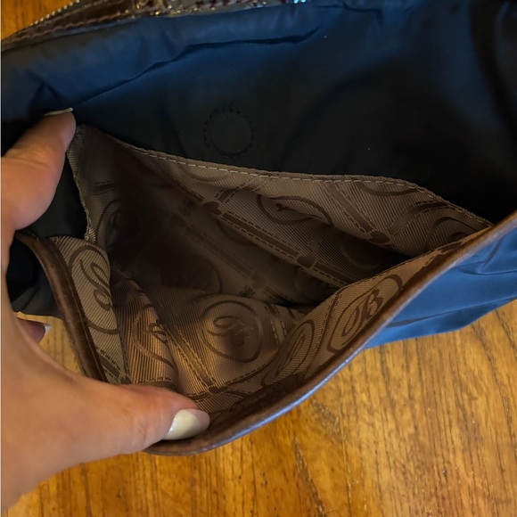 Brighton Charlie Pocket Shoulder Bag – Black Nylon with Brown Croc Patent Trim - Picture 7 of 11